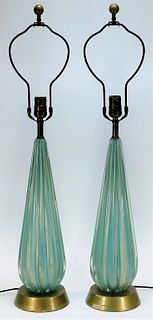 PR Barovier & Toso Murano Aventurine Glass Lamps