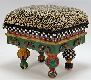 MacKenzie-Childs Whimsical Carved Foot Stool
