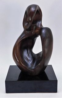 Eleanore Poey Abstract Carved Wood Sculpture
