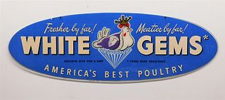 American White Gems Poultry Advertisement Sign