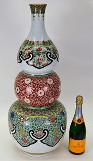 Chinese Famille Rose Porcelain Triple Gourd Vase