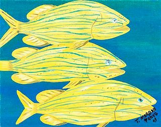 * Trevor Morgan, (American, 20th Century), Three Yellow Fish (together with three other works)