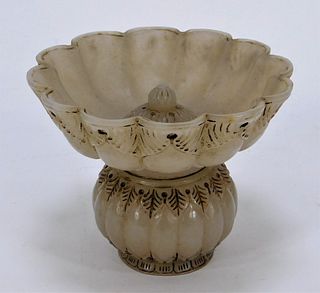 Antique Indian Carved Jade Covered Vase Vessel