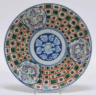 Japanese Ko-Kutani Enameled Porcelain Dragon Plate
