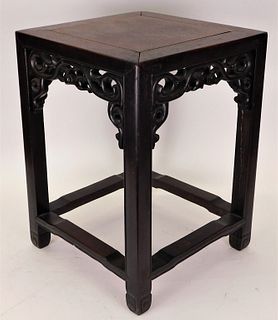 Chinese Huanghuali Carved Wood Side Table