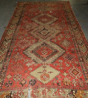 Caucasian Geometric Tribal Wool Oriental Carpet