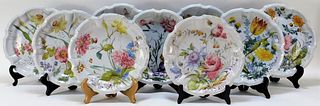9PC 18C French Painted Faience Tin Glaze Plates