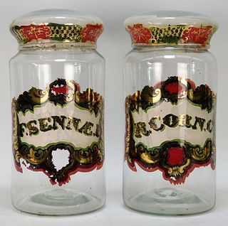 PR French Reverse Painted Apothecary Jars