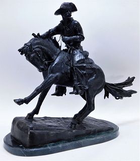 Aft. Fredric Remington Cowboy Bronze Sculpture