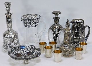 12PC Silver Overlay Drink and Tableware Group