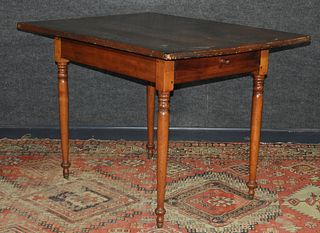 19C New England Maple Pine One Drawer Tavern Table