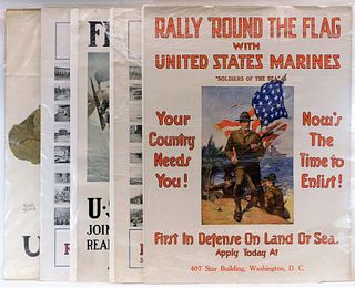 5 LG American Marines WWI Recruiting Posters