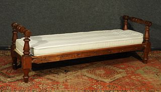 18C American Figured Maple Carved Day Bed