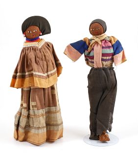2 Vintage Seminole Palmetto Fiber Dolls