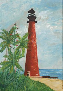 1961 CAPE FLORIDA LIGHTHOUSE, Oil Painting