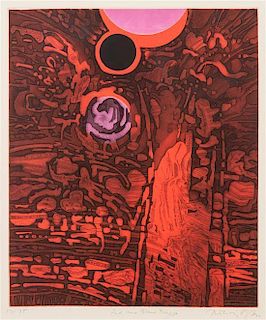 Gabor Peterdi, (Hungarian-American, 1915-2001), Red and Black Eclipse, 1965