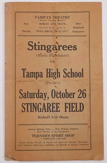1929 STINGAREES (Miami H.S.) Football Program