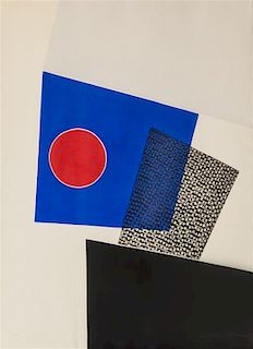 Jacqueline De Butler, (American, 20th century), Composition with Blue and Red