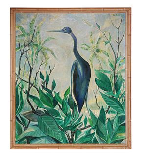 WALLY BISHOP, Oil on Canvas, Blue Heron