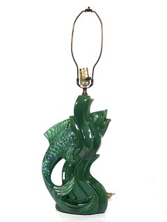 Green Glaze Ceramic Fish Lamp