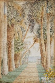 1918 MIAMI Watercolor Painting, Signed