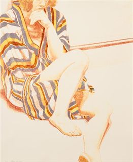 Philip Pearlstein, (American, b. 1924), Girl in Striped Robe 1972