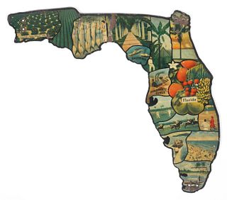 1926 "Tin" Florida Map Souvenir