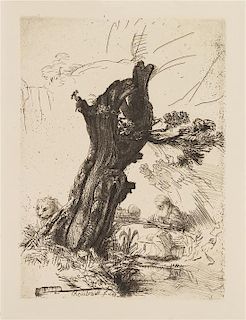 After Rembrandt van Rijn, (Dutch, 1606-1669), Three Heads of Women, One Asleep, St. Jerome beside a Pollard Willow, The Hog, and