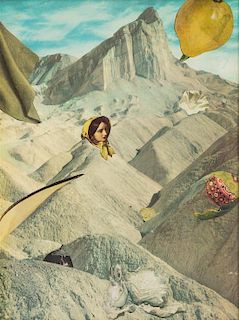 * Betty (Cornell Benton) Voorh, (American, 1905-2005), Untitled (Bonneted Lady-On Mountainous Terrain), c. 1965