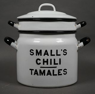 Vintage TAMALES Enamel Double Boiler Pot