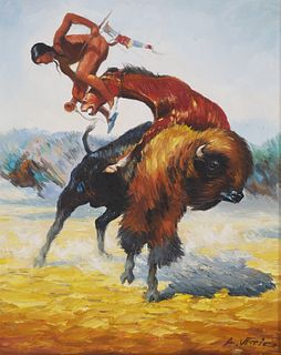 ANTHONY VECCIO, Buffalo Hunt Oil Painting
