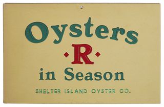 SHELTER ISLAND Sign "Oysters in Season"