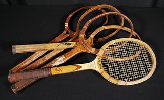 (5) Antique Tennis Racquets, Portraits