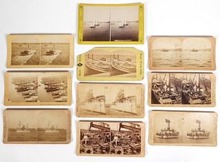 (10) Stereoview Cards, Photos of Ships