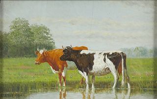CLINTON LOVERIDGE Oil on Board, Cows
