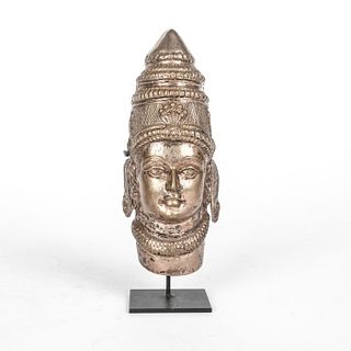 SILVER MASK COVER, HINDU GODDESS PARVATI, WITH STAND
