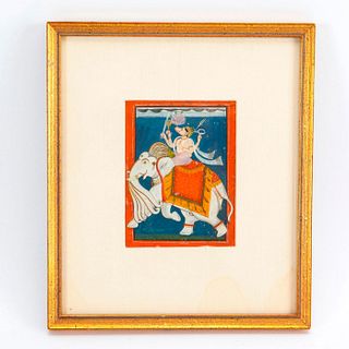 FRAMED ANTIQUE HAND PAINTED AIRAVATA AND VARAHA