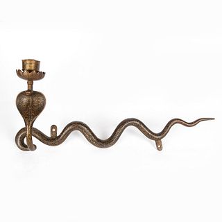 LARGE INDIAN BRONZE COBRA WALL SCONCE