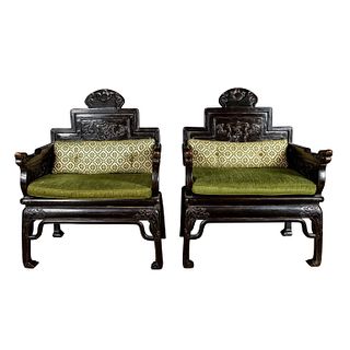 EARLY 19TH C. PAIR OF CHINESE WOODEN CHAIRS