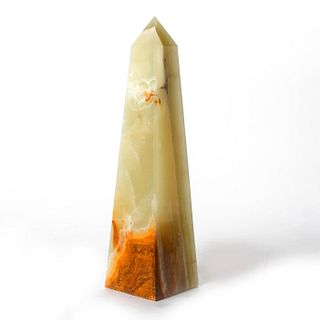 HEAVY CARVED GREEN ONYX OBELISK FOR HEALING PURPOSES