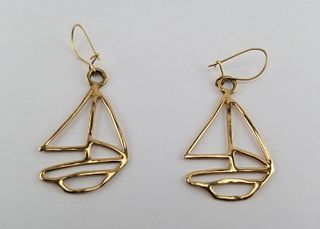 14K Gold Sailboat Earrings
