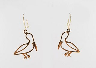 14K Gold Pelican Earrings