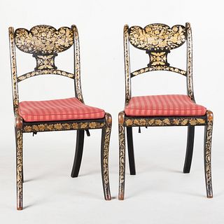 Pair of Regency Penwork Side Chairs