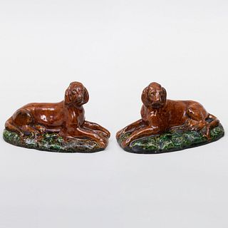 Pair of Pottery Models of Irish Setters, Possibly American 