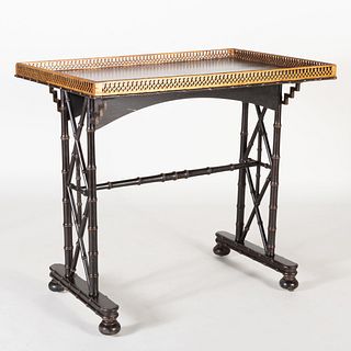 Regency Style Black Lacquer and Parcel-Gilt Table