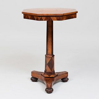 German Walnut and Fruitwood Parquetry Side Table