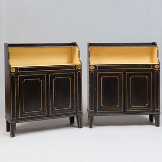 Pair of Regency Grain Painted and Parcel-Gilt Chiffoniers
