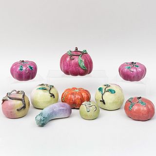 Group of Ten Chinese Export Porcelain Models of Fruits
