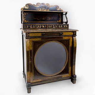 Late Regency Black Lacquer and Parcel-Gilt Chiffonier