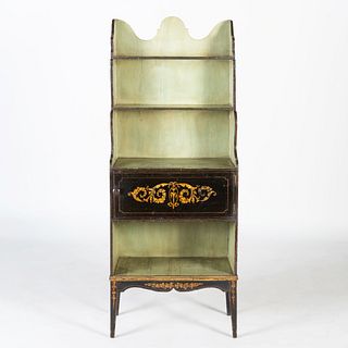 Regency Black Painted and Parcel-Gilt Bookcase